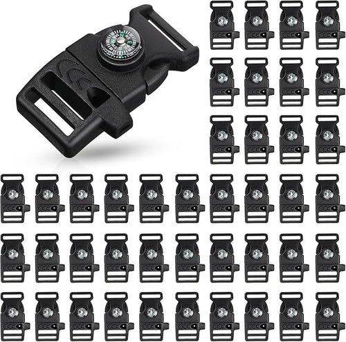 Jexine 50 Pcs Compass Buckle Clips Plastic Paracord Buckles Bracelets Accessories for Camping Travel Emergency Survival