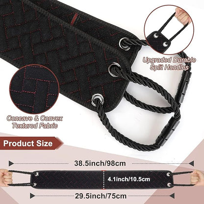 Exfoliating Back Scrubber with Upgraded Handles, 38.5 Inch Double-Sided Body Scrub Bath Exfoliator, Exfoliating Washcloth for Use in Shower, Back Washer to Deep Clean Your Skin for Men & Women (Black)