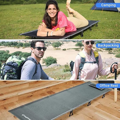 KingCamp Camping Cots for Adults Outdoors Backpacking,Folding Ultralight Heavy Duty Sleeping Cots Compact Portable Cot for Travel Hiking,Indoor Base Camping Bed with Storage Bag and Pillow, Blue