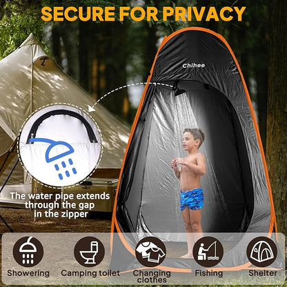 Chihee Outdoor Privacy Shelter Pop Up Camping Bathroom Tent Pod Portable Changing 1 Room Instant Camp Toilet Stall Shower Tents Dressing Room Foldable with Cover Floor Carry Bag Hiking Fishing