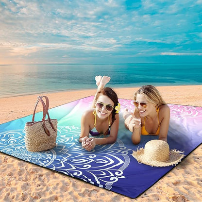 Beach Blanket Waterproof Sandproof Extra Large Beach Mat 79" X 83"/120"x108"for 1-8 Adults Quick Drying Durable Outdoor Picnic Mat for Beach Travel Camping Hiking