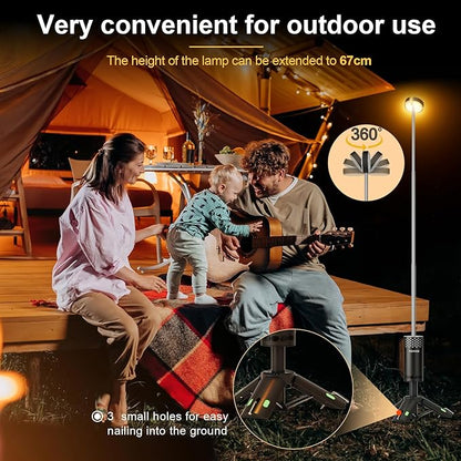 Camping Light Telescopic, Rechargeable Collapsible Camping Lanterns with Stand, 10000mAh Magnetic Waterproof Camping Lamp, Outdoor Light for Emergency, Cool Camping Must Haves (Black)