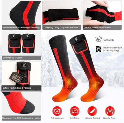 Heated Socks for Women Men,Foot Warmers Electric Rechargable Battery Heating Socks,Winter Cold Feet Hunting Ski Camping Hiking Riding Motorcycle Snowboating Thermal Warm Socks