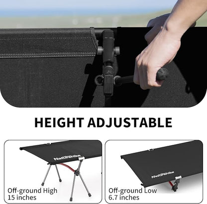 Naturehike ArmyWild Folding Camping Cot, Height Adjustable Ultralight Backpacking Cot, Portable Camping Bed for Camping Hiking Travel Home