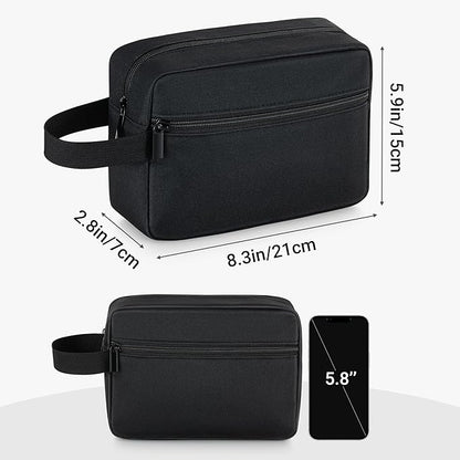 Elviros Travel Toiletry Bag for Women and Men, Lightweight Makeup Bag Hanging Dopp Kit with Shaving Compartment Cosmetic Organizer Small Tool Bag Travel Essentials, Black