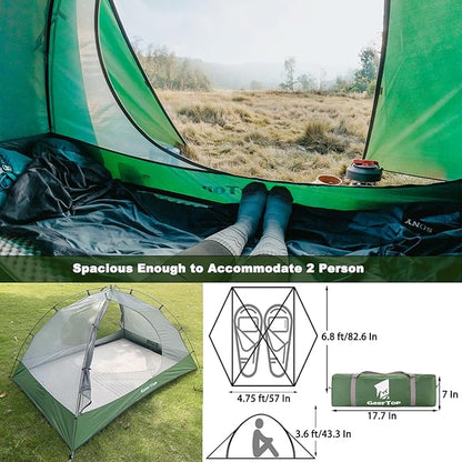 GEERTOP Ultralight Backpacking Tent 2 Person Waterproof Camping Tent 2 Man Double Wall Outdoor Easy Setup Tent for Family Camp, Hiking Hunting Mountaineering Travel