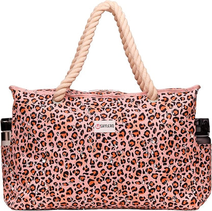 SHYLERO Beach Bag and Pool Bag. Has Airtight Pouch, Ton of Pockets. Beach Tote is Zippered, Water Resistant. Family Size