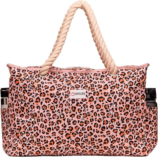 SHYLERO Beach Bag and Pool Bag. Has Airtight Pouch, Ton of Pockets. Beach Tote is Zippered, Water Resistant. Family Size