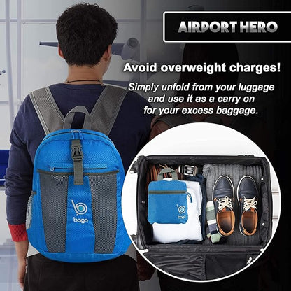 bago Lightweight Small Hiking Backpack for Women and Men - 25L Travel Day Pack - Foldable Hiking Daypack Ultralight for Camping Outdoor Sports - Day Bag Packable Backpack for Travel (Blue)