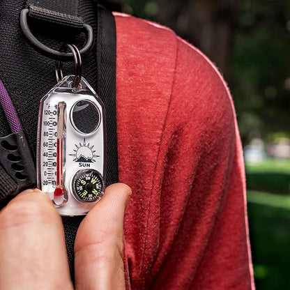 Sun Company TripleGage - 3-in-1 Zipper Pull with Compass, Thermometer, and Magnifying Glass | Essential Outdoor Navigation Tool for Camping, Hiking, and Scouting