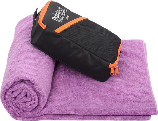 Rainleaf Microfiber Travel Towel Quick Dry Swimming Towel Ultra-Compact,Super Absorbent,Washcloths for Bathroom, Shower,Camping,Backpacking
