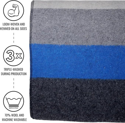 Arcturus Patterned Wool Blankets - 4.5lbs Warm, Heavy, Washable, Large | Great for Camping, Outdoors, Sporting Events, or Survival & Emergency Kits