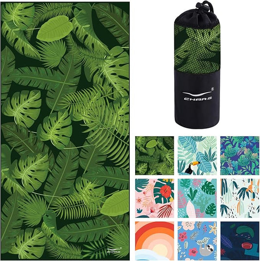 CHARS Microfiber Quick Drying Beach Towel Super Absorbent & Sand Free Towel for Kids Teens Adults Travel Gym Camping Pool Yoga Outdoor and Picnic(63"×31"/63"×39")