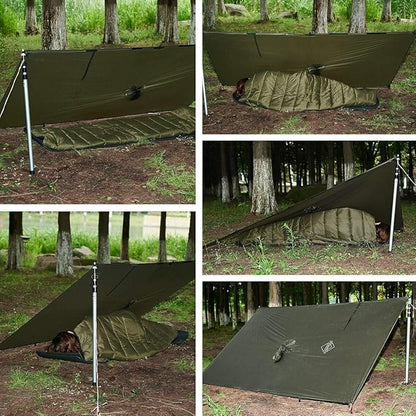 onewind Hooded Rain Poncho, Silnylon Camping Rain Coat Versatile Survival Shelter Lightweight Poncho for Hiking, Backpacking