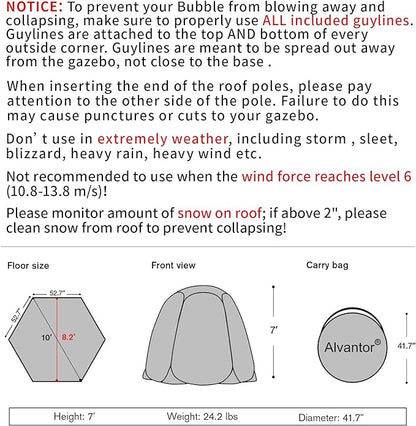 Alvantor Pop Up Bubble Tent - Large Oversize Weather Proof Pod - Cold Protection Camping Tent - Winter Tent Beige