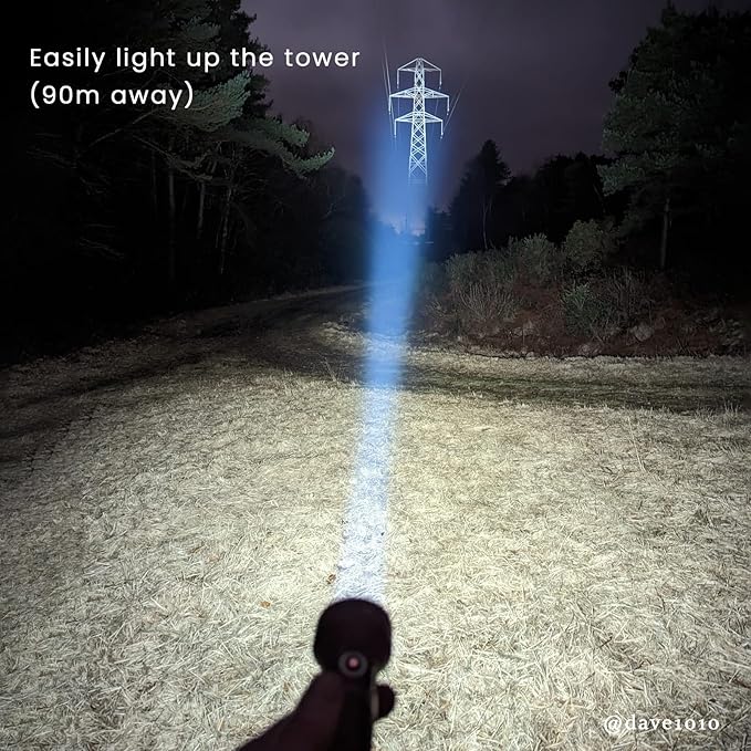 77outdoor Rechargeable Flashlight, Sofirn IF22A 2100 High Lumen 690m Max Powerful Thrower Flashlight with SFT-40 LED, TIR Lens, Discharge Output for Hiking (Black)