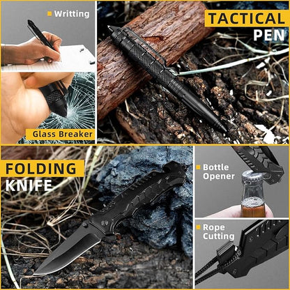 Gifts for Men Dad Husband Him, Christmas Stocking Stuffers Birthday Gifts Idea for Boyfriend Man, Survival Kit 14 in 1, Survival Gear and Equipment, Fishing Hunting Camping Accessories, Cool Gadgets