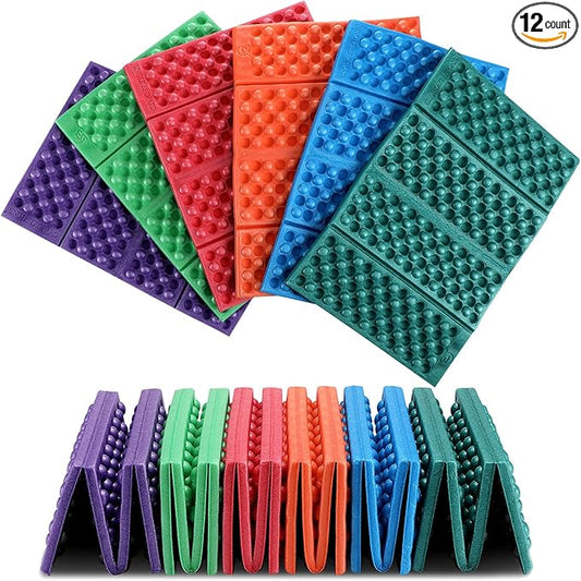 Jutom 12 Pcs Camping Foam Pad for Floor Foldable Hiking Sit Pad EVA Foam Waterproof Seat Cushion Chair Stadium Mat for Mountaineering Camping Hunting