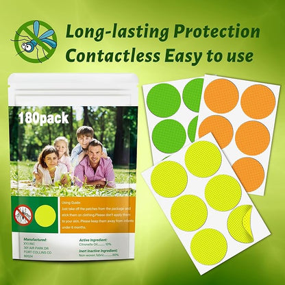 180Pack Mosquito Repellent Patches for Kids, Natural DEET Free Citronella Mosquito Stickers for Adult-Colorful