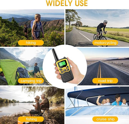 Walkie Talkies for Adults, MOICO Long Range Walkie Talkies for Adults with 22 FRS Channels,Family Walkie Talkie with LED Flashlight VOX LCD Display for Hiking Camping Trip (Yellow,2 Pack)