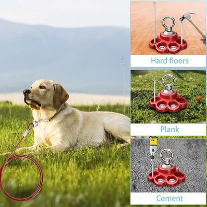 360° Swivel Dog Tie Out Cable and Stake Stainless Steel Heavy Dog Stake 1200 Lbs of Pull Force, Rust Proof No Tangle Holds for Yard Outdoor Camping, Contains Screws (Red)