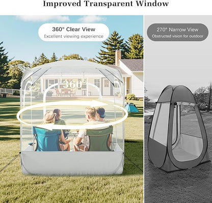 Sports Pods, Instant Pop Up Bubble Tent Fits 3-4 Persons, No Condensation, Spacious Interior, Ultra Visibility for Outside Sports Events, Fishing, Ultra Visibility, All Weather Protection