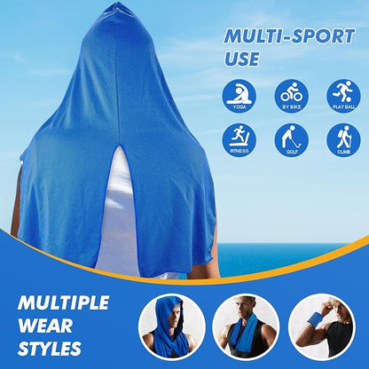 4 Pack Cooling Hoodie Towels for Neck and Face, UPF 50 Sun Protection & Instant Cooling, Ice Towels for Hot Weather, Soft Breathable Towel for Sport, Work Out, Gym, Camping & More Activities