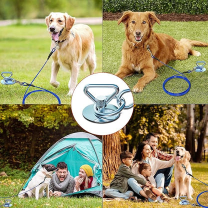 Dog Tie Out Cable and Stake,with 20FT Heavy Duty Cable,Dog Stake Allows Dogs Up to 200 lbs, Dog Stakes for Outside Beach,Camping, Yard, 360° Swivel Dog Anchor…