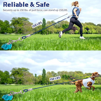 360° Swivel Dog Tie Out Cable and Stake Stainless Steel Heavy Dog Stake 1200 Lbs of Pull Force, Rust Proof No Tangle Holds for Yard Outdoor Camping, Contains Screws (Blue)