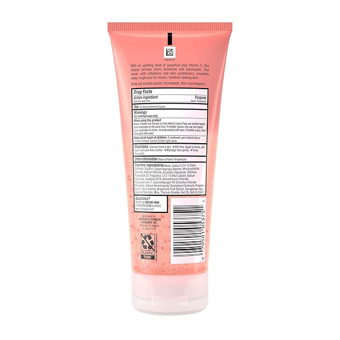 Neutrogena Oil Free Pink Grapefruit Acne Face Wash with Vitamin C, 2% Salicylic Acid Acne Treatment, Gentle Foaming Facial Scrub to Treat & Prevent Breakouts, 6.7 fl. Oz, 3 Pack