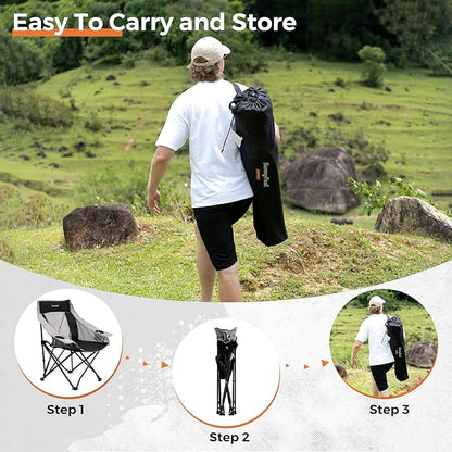 SUNNYFEEL 2 Pack Lightweight Oversized Camping Chairs for Adults Portable Folding Chair with Side Pockets & Cup Holde for Beach,Fishing,Trip,Picnic,Lawn,Concert Outdoor, Carry Bag Included