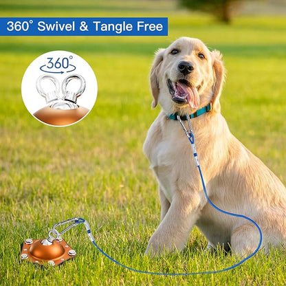 Dog Tie Out Stake, 360°Swivel Dog Run-No Cable, Heavy Dog Stake for Yard, Rust Proof Dog Runner Can Hold Up to 150 LBS Dogs for Park,Camping, Suitable for Any Dog Tie Out Cable(Orange)