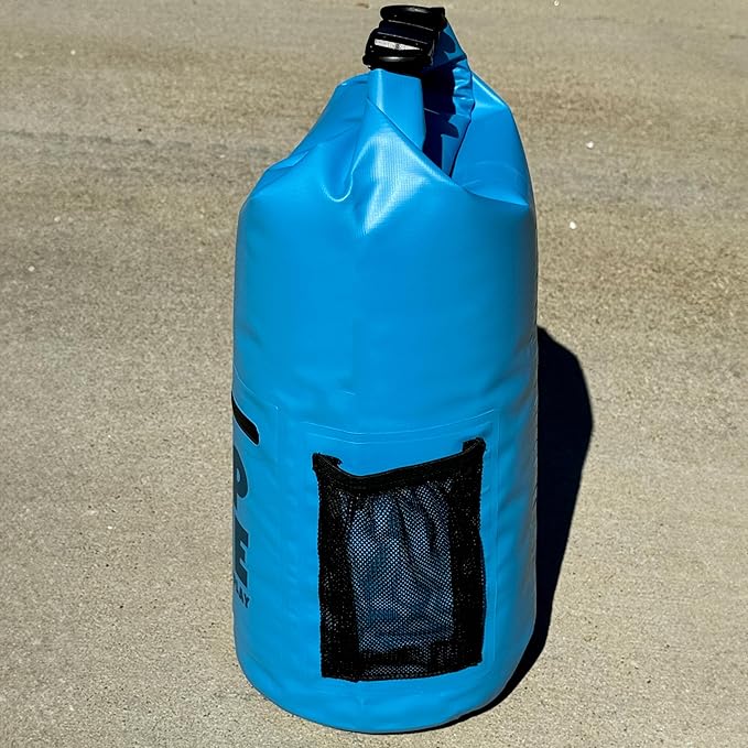 GOAP 10L Waterproof Dry Bag for Beach, Fishing, Camping, and Hiking - Rolltop Design with Crossbody Strap, Water Bottle Pocket, and Zipper Pocket