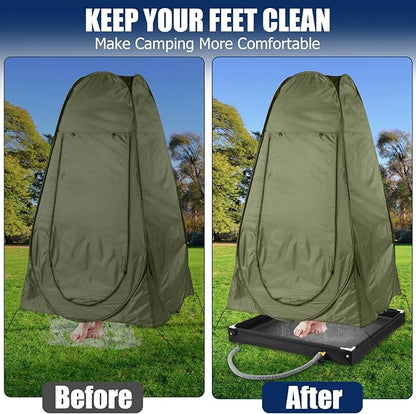 TOBWOLF Portable Shower Pan,Foldable RV Camping Shower Base Outdoor & Indoor,Temporary Showers Floor to Keep Feet Clean for RV, Tent, Awning, Camping, Beach