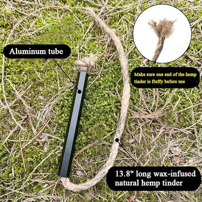 Flint and Steel Fire Starter Kit, OTXEER Ferro Rods Magnesium Fire Starter Survival Tool Camping Emergency Fire Lightning Striker, Tinder Wick Rope, Multifunctional Outdoor Bag Hook