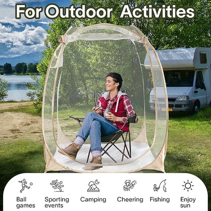 EighteenTek Pod All Weather Sports Tent with Attached Floor, Instant Outdoor Bubble Tent, Rainproof Camping Sun Shelter for Sports Events Camping Fishing Cheering, 1-4 Persons