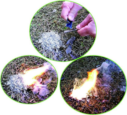 Emergency Fire Starter Kit Magnesium 6 Bags for Camping Hiking Bushcraft Survival Outdoor Hurricane Outage Light Weight Portable + 1 Tin Box