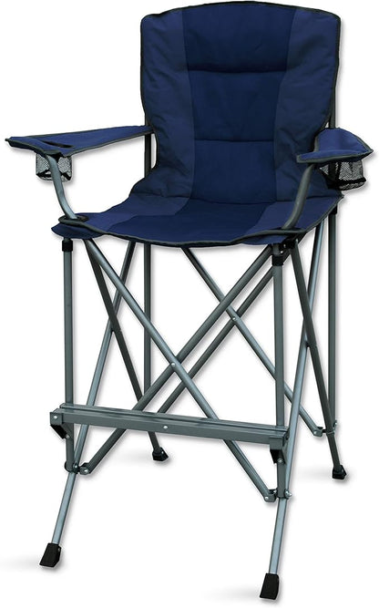 RMS Extra Tall Folding Chair - 31" Seat Height Director Chair for Camping, Home Patio and Sports - Portable and Collapsible with Footrest and Carrying Bag - Up to 300 lbs Weight Capacity (Blue)