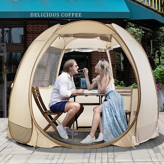LEEDOR Pop Up Screen House Tent, UPF 50+ and Windproof Dome Outdoor Canopy Tent with Roll Up Zipped Door Privacy Gazebo, Compact and Lightweight for Party Camping Fishing Picnic, Grey
