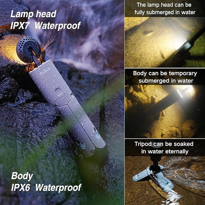 Camping Light Telescopic, Collapsible Magnetic Camping Lantern with 12000mAh Battery, Telescoping IPX6/IPX7 Waterproof Flashlights, Camping Lamp for Emergency, Camping, Hiking (Military Green)