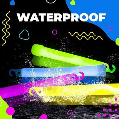 32 PCS Ultra Bright 6 Inch Glow Sticks - Emergency Bright Chem Glow Sticks with 12 Hour Duration - Camping, Hiking Glow Stick Lights - for Parties and Kids Activities - Blackout Or Storm Ready Use