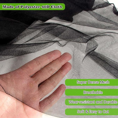20x10Ft Mosquito Netting Garden Mesh Netting, Fly Bird Net Barrier Hunting Blind Plant Protecting Net, 3x6m Black
