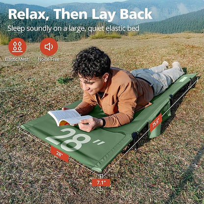 Ultralight Camping Cot for Adults, Portable Folding Camping Bed, Supports 350 lbs - Lightweight for Travel, Camping, Hiking, Backpacking, Mountaineering, Light Green