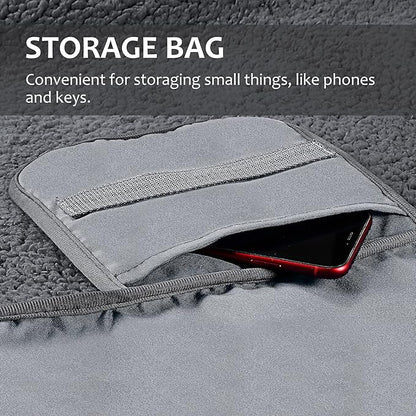 Tirrinia Outdoors Waterproof Throw Blanket, 51”x 59” Sherpa Fleece Stadium Windproof Mat for Boat, Traveling, Camping, Hiking, Football - Machine Washable, Light Grey