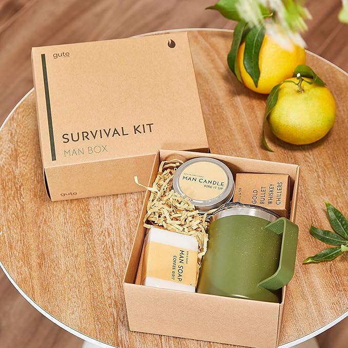 Gift Box for Men, Dad - Mens Box Survival Box for Men | Manly Camping Enthusiast Guy - Unique Gift Ideas Him, Boyfriend, Husband, Father, Brother, Son, Boss, Best Friend