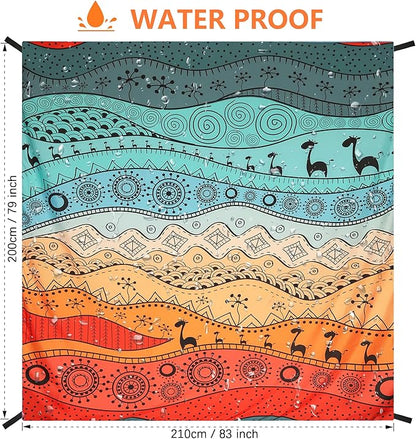 Beach Blanket Waterproof Sandproof Beach Mat 79" X 83" /10'x9' for 2-8 Adults Quick Drying Outdoor Picnic Mat Beach Accessories for Travel, Camping, Hiking