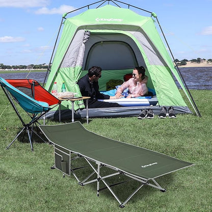 KingCamp Folding Camping Cot for Adults,Portable Sturdy Sleeping Cot with Carry Bag Outdoor Lightweight Camping Bed Support 264 lbs,Large Outdoor Foldable Travel Cots for Camping Beach Home Nap