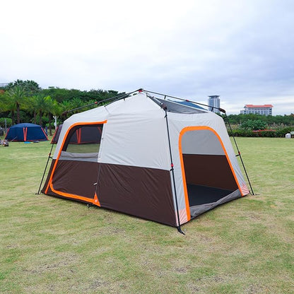 KTT Extra Large Tent 6-10-12-14 Person(Style-B),Family Cabin Tents,2 Rooms,3 Doors and 3 Windows with Mesh,Straight Wall,Waterproof,Double Layer,Big Tent for Outdoor,Picnic,Camping,Family Gathering