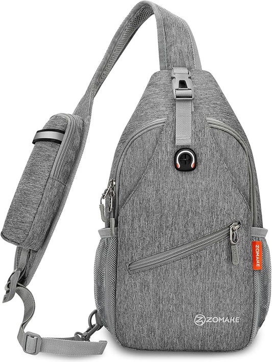 ZOMAKE Small Sling Bag, Travel Sling Backpack, Waterproof Hiking Cycling Crossbody pack for Men Women(New Black)