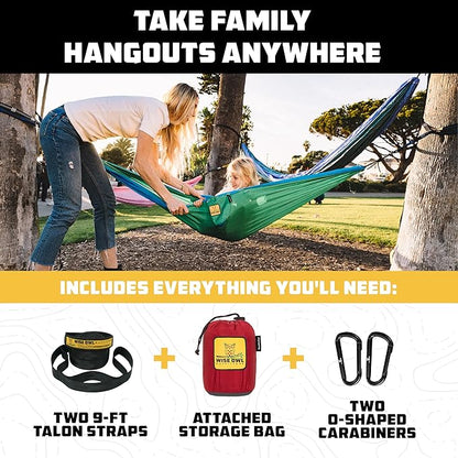 Wise Owl Outfitters Hammock for Camping Hammocks Gear for The Outdoors Backpacking Survival or Travel - Portable Lightweight Parachute Nylon - Up to 500lbs